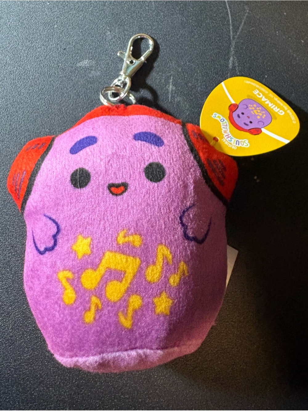 Grimace McDonald Squishmallows Character Keychain with Red Headphones